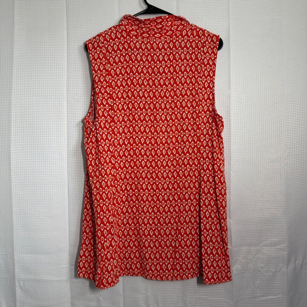 J. Jill Sleeveless Blouse Rayon Ikat Geometric Button‎ Front Boho Relaxed L - Picture 2 of 6